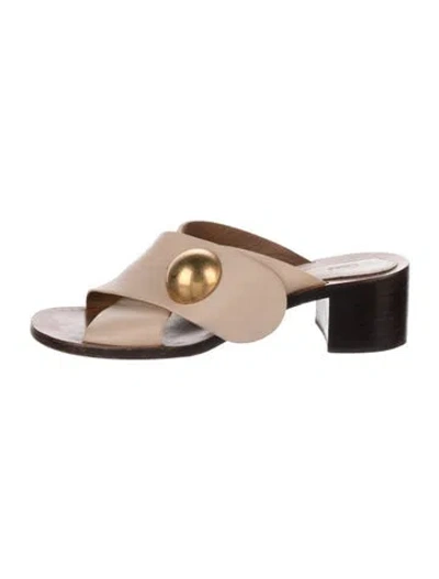 Pre-owned Chloé Leather Studded Accents Slides In Neutral