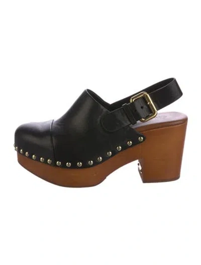 Pre-owned Chloé Leather Studded Accents Slingback Pumps In Brown