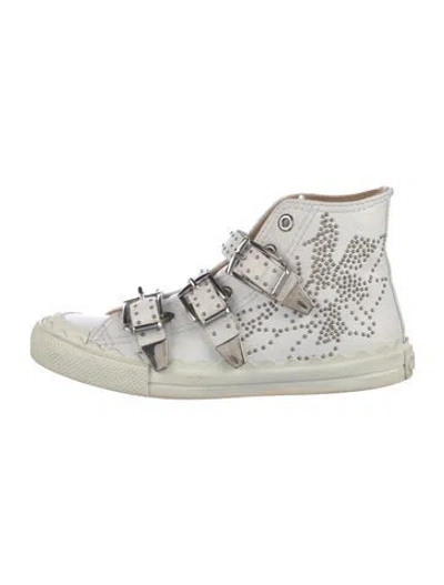 Pre-owned Chloé Leather Studded Accents Sneakers In White