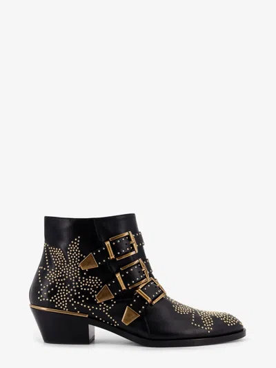 CHLOÉ LEATHER SUSAN BOOTS WITH METAL DETAILS