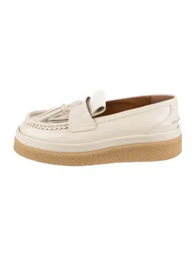 Pre-owned Chloé Leather Tassel Accents Loafer Sneakers In Neutral