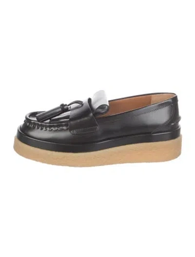 Pre-owned Chloé Leather Tassel Accents Loafers In Black