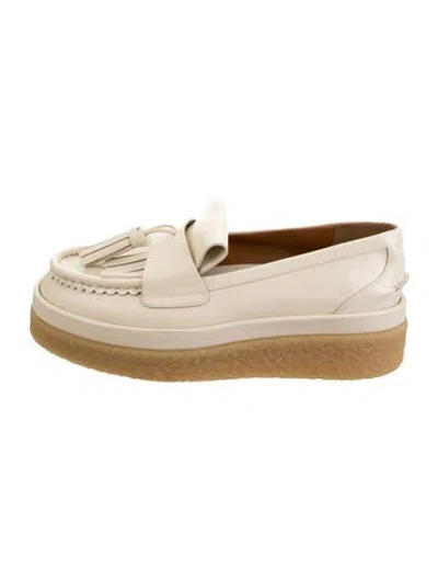 Pre-owned Chloé Leather Tassel Accents Loafers In Neutrals