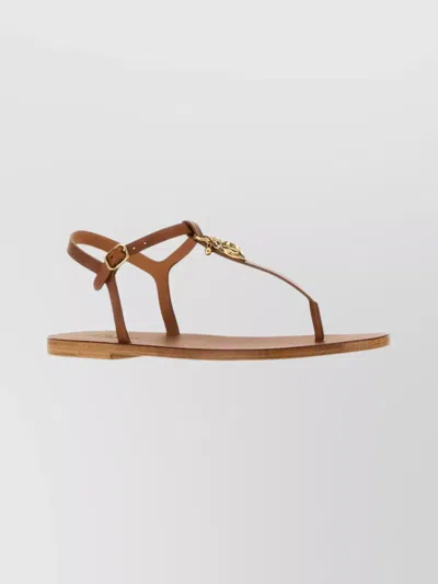 Chloé Chloe Women Caramel Leather Chloe Charms Thong Sandals In Brown