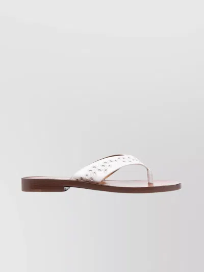 Chloé Leather Thong Sandals Floral Embroidery In White
