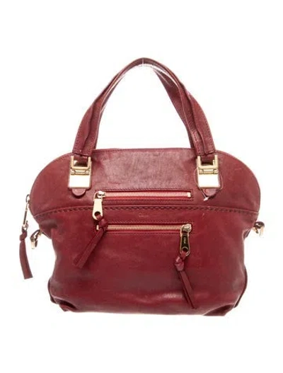 Pre-owned Chloé Leather Top Handle Bag In Burgundy