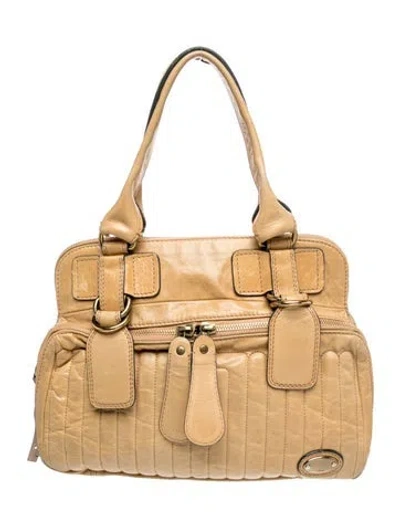 Pre-owned Chloé Leather Top Handle Bag In Gold