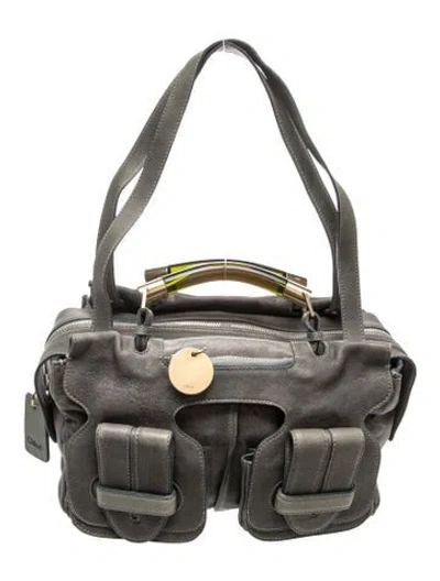 Pre-owned Chloé Leather Top Handle Bag In Gray
