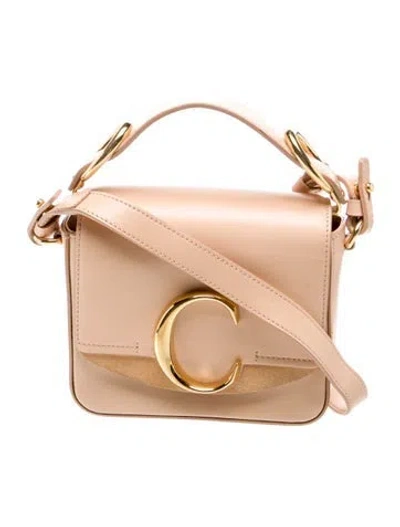 Pre-owned Chloé Leather Top Handle Bag Mini In Neutral