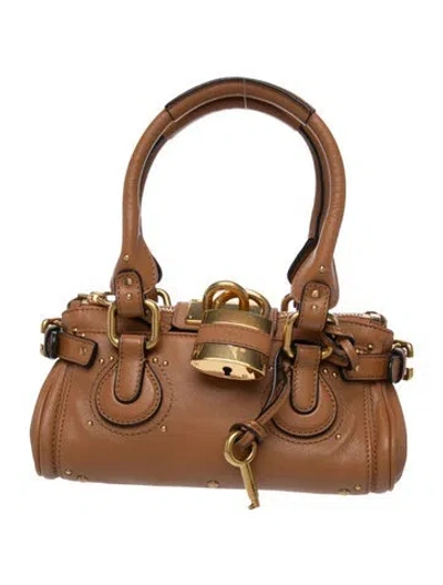 Pre-owned Chloé Leather Top Handle Bag In Neutral