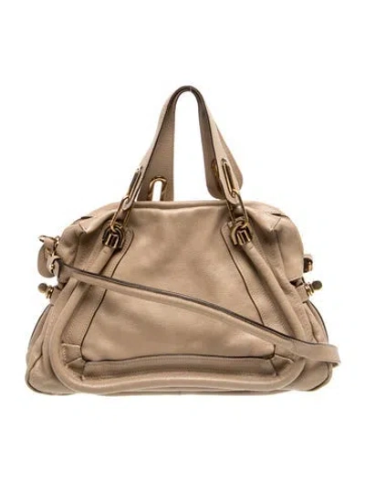 Pre-owned Chloé Leather Top Handle Bag In Neutral