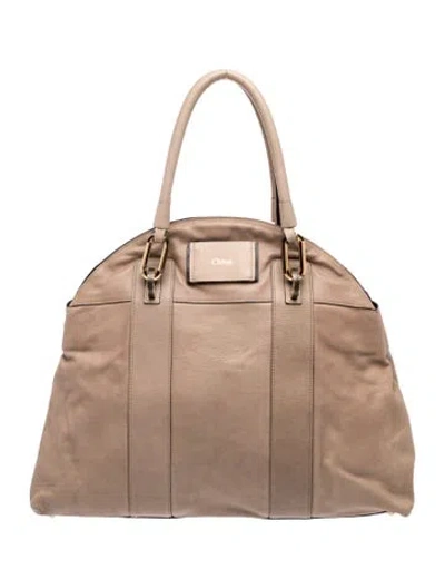 Pre-owned Chloé Leather Top Handle Bag In Neutral