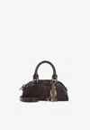 Chloé Mini Leather Multiple-charms Tote Bag In Burgundy