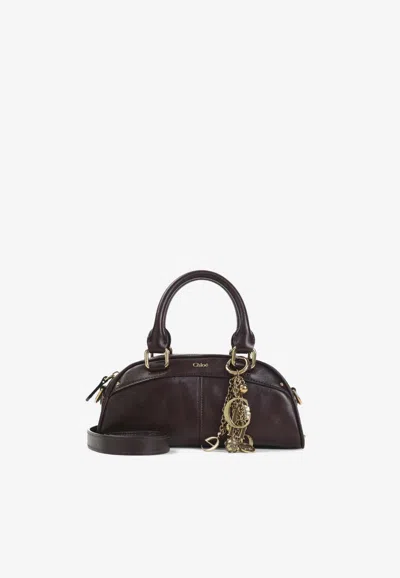 CHLOÉ LEATHER TOP HANDLE BAG WITH CHARMS