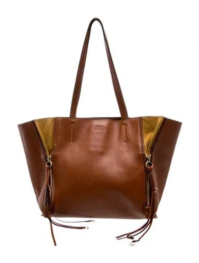 Pre-owned Chloé Leather Tote Large In Brown