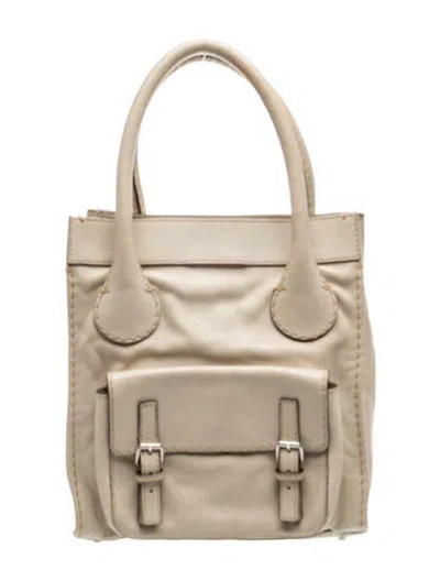 Pre-owned Chloé Leather Tote In Neutral