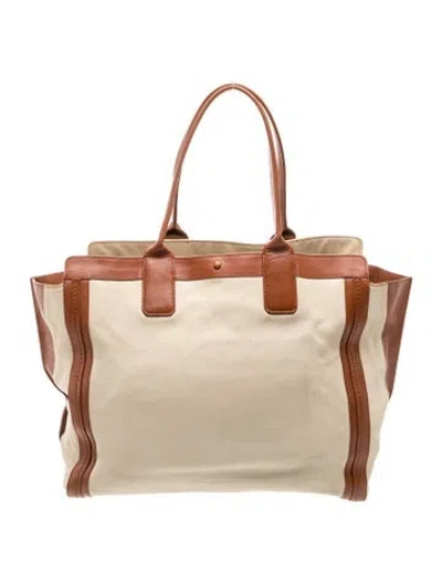 Pre-owned Chloé Leather Tote In Neutral