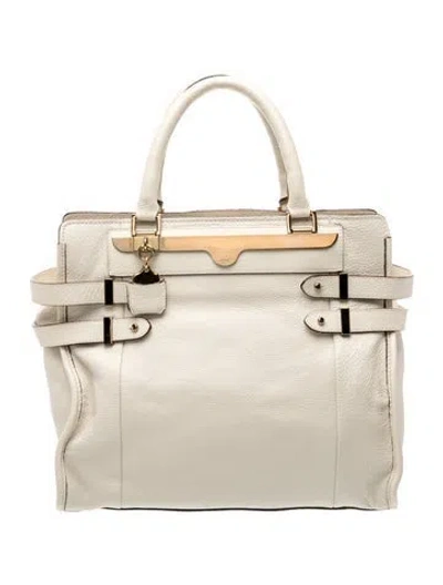 Pre-owned Chloé Leather Tote In Neutral