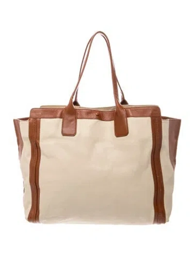 Pre-owned Chloé Leather Tote In Neutral