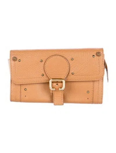 Pre-owned Chloé Leather Trifold Wallet In Neutral