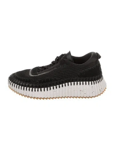 Pre-owned Chloé Leather Trim Embellishment Sneakers In Black