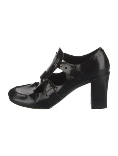 Pre-owned Chloé Leather T-strap Pumps In Black