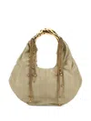 Chloé Sage Green Leather Twisted Shell Shoulder Bag In Neutrals