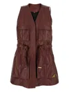 Chloé Oversized Plonge Leather Utility Vest In Red