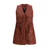 Chloé Leather Vest In Burgundy