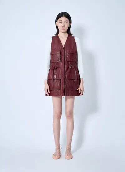 Chloé Leather Vest In Burgundy