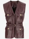 Chloé Leather Vest With Pockets And Belt