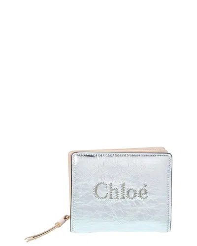 Chloé Leather Wallet In Silver