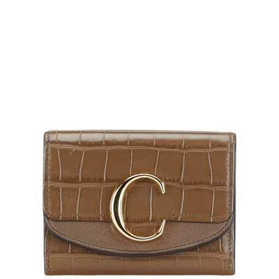 Pre-owned Chloé Leather Wallet (tri-fold) () In Brown