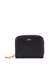 Chloé Logo Front Leather Wallet With Banana Slider In Black
