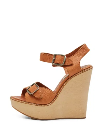 Pre-owned Chloé Leather Wedge Sandals In Brown