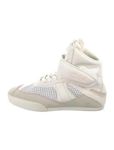 Pre-owned Chloé Leather Wedge Sneakers In White