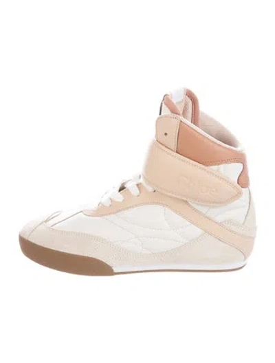 Pre-owned Chloé Leather Wedge Sneakers In White