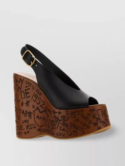 CHLOÉ LEATHER WEDGES MAXIME PEEP TOE PLATFORM