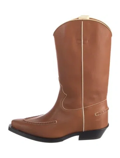 Pre-owned Chloé Leather Western Boots In Brown