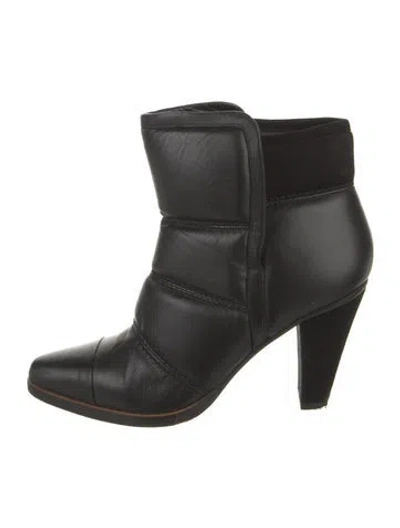 Pre-owned Chloé Leather Whipstitch Trim Boots In Black