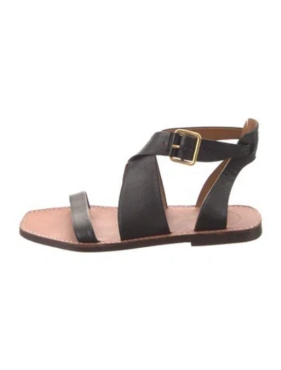 Pre-owned Chloé Leather Whipstitch Trim Gladiator Sandals In Black