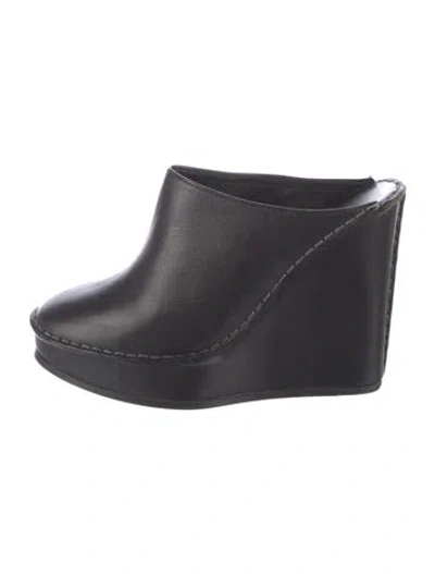 Pre-owned Chloé Leather Whipstitch Trim Mules In Black