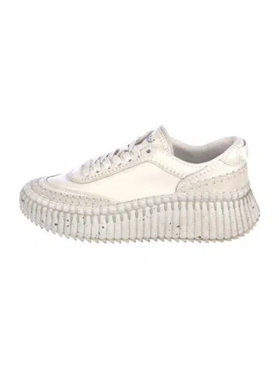 Pre-owned Chloé Leather Whipstitch Trim Sneakers In Neutral