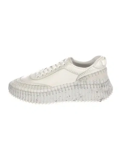 Pre-owned Chloé Leather Whipstitch Trim Sneakers In White