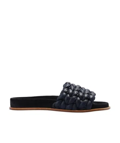 CHLOÉ LEATHER KNITTED DETAIL SLIPPERS