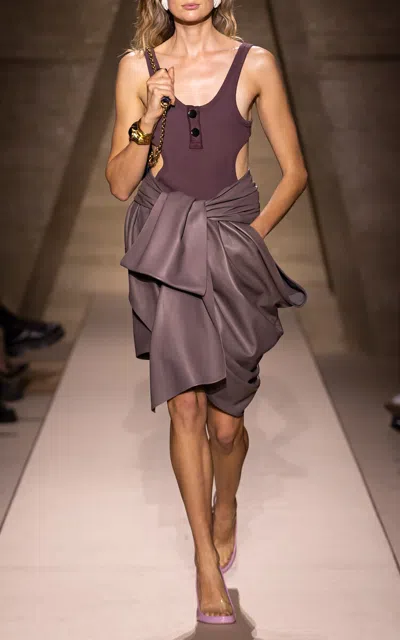 Chloé Leather Wrap Skirt In Purple