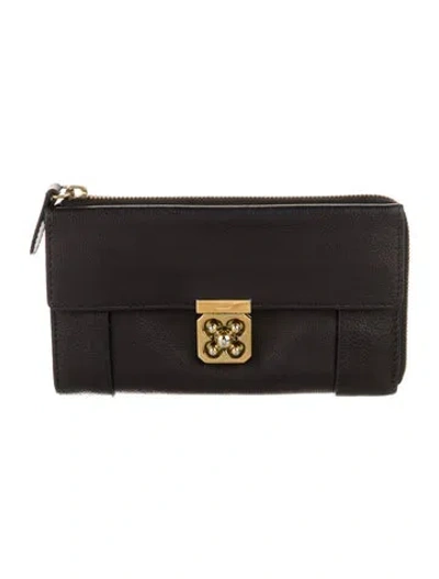 Pre-owned Chloé Leather Wristlet In Black