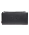 Chloé Sense Logo-embroidered Leather Wallet In Black