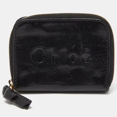 Chloé Leather Zip Compact Wallet In Black