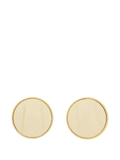 Chloé Leather-inlay Round Earrings In Gold